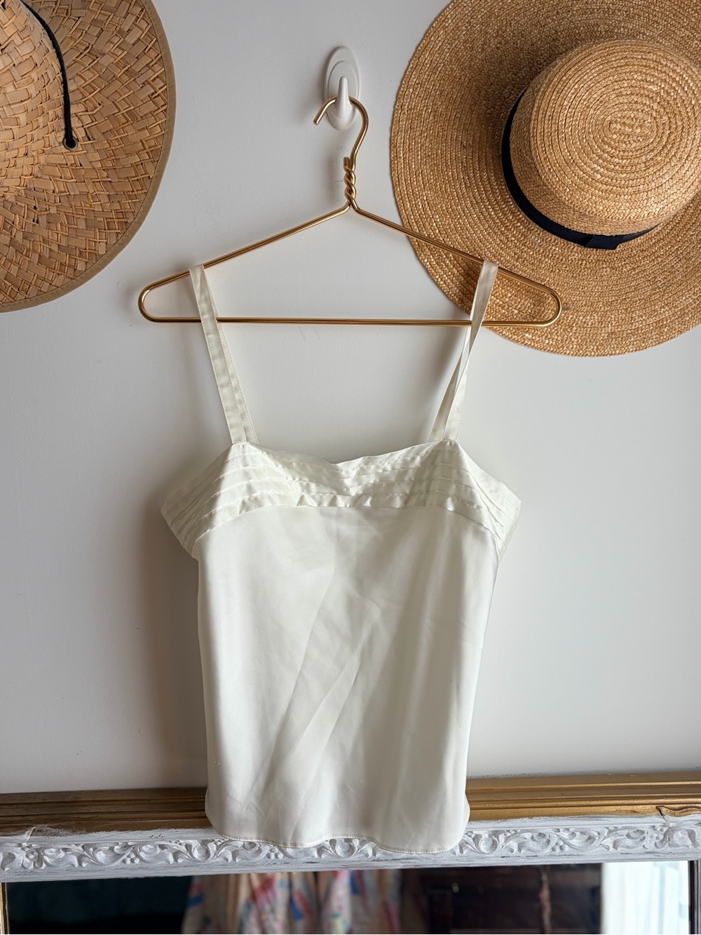 Vintage 70’s Cream Satin Spaghetti-Strap Cami Top